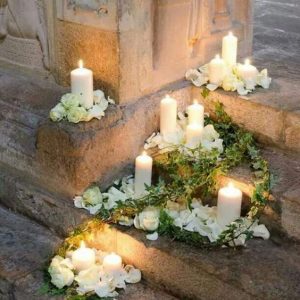 Organizzazione matrimonio sul Lago di Como - L'allestimento con le candele